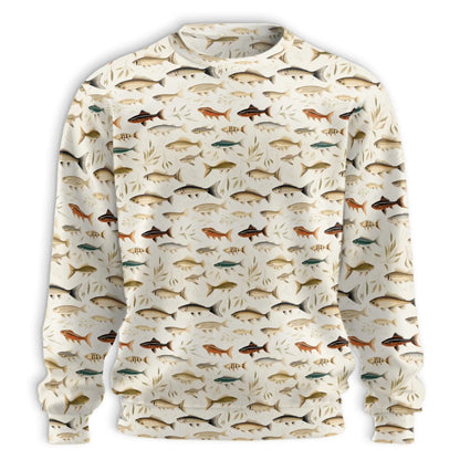 Fish Pattern Sweatshirt, 3D All Over Print Tropical Ocean Crewneck Pullover for Men Women, Fishing and Fish Lover Gift - Netecom