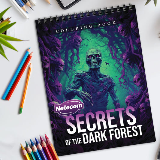 Secrets of the Dark Forest Spiral Bound Coloring Book, Mystical and Shadowy Forest Scenes for an Enigmatic Artistic Adventure, Perfect for Fans of Fantasy