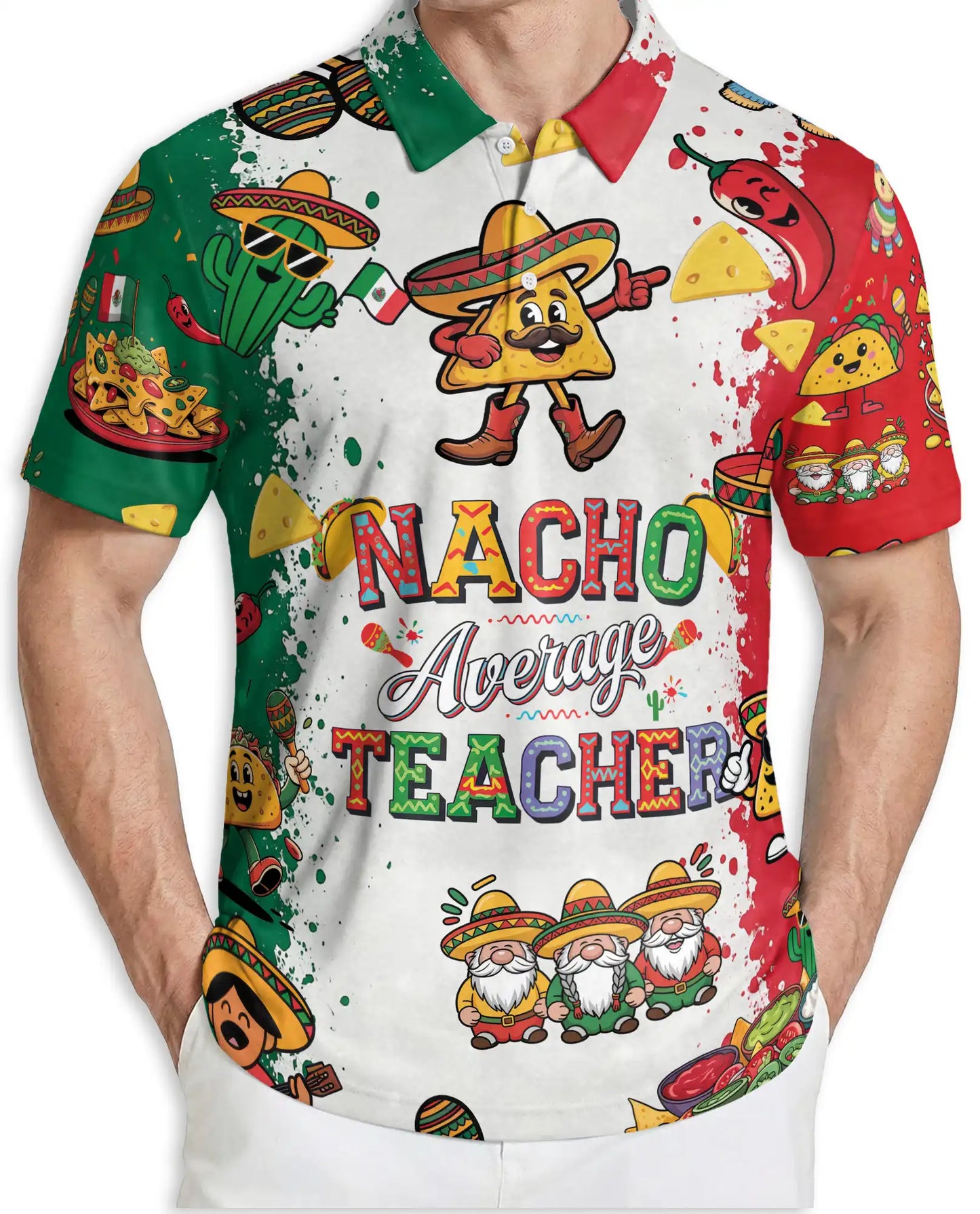 Fiesta Teacher Polo Shirt – Mexican Taco Party Print | Netecom
