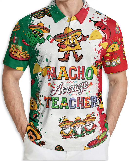 Fiesta Teacher Polo Shirt – Mexican Taco Party Print | Netecom