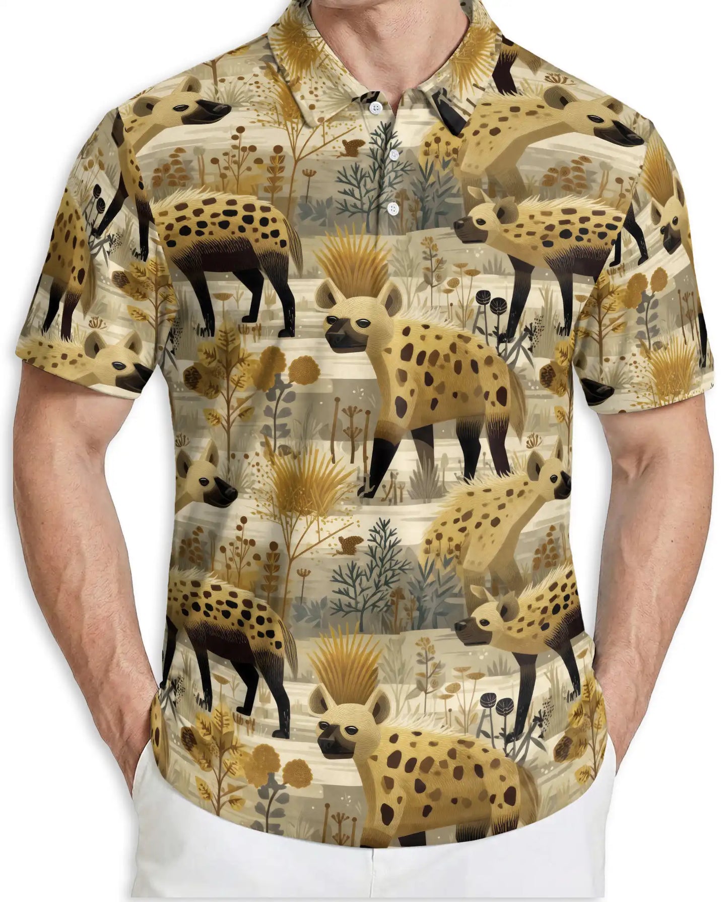 Safari Hyena Wildlife Polo Shirt African Animal Nature Pattern Design | Netecom
