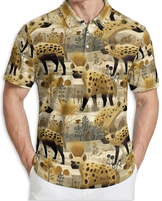 Safari Hyena Wildlife Polo Shirt African Animal Nature Pattern Design | Netecom