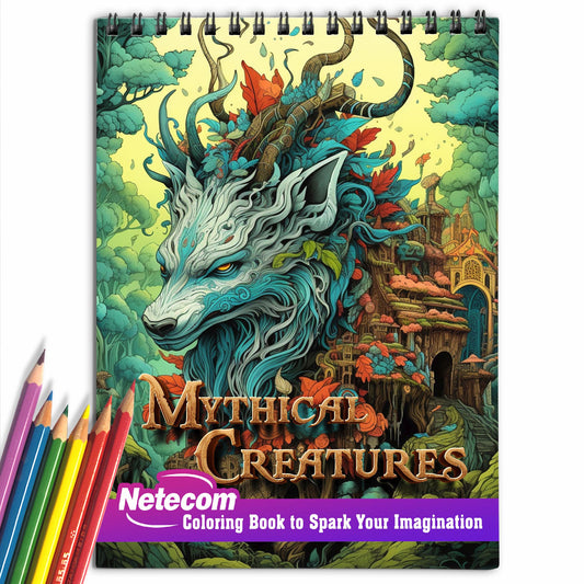 Mythical Creatures Spiral Bound Coloring Book, Unleash Your Creativity with 30 Coloring Pages, Bringing Mythical Creatures to Life with Vibrant Colors