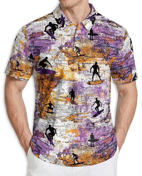 Surfing Map 3D Polo Shirt for Men | Netecom