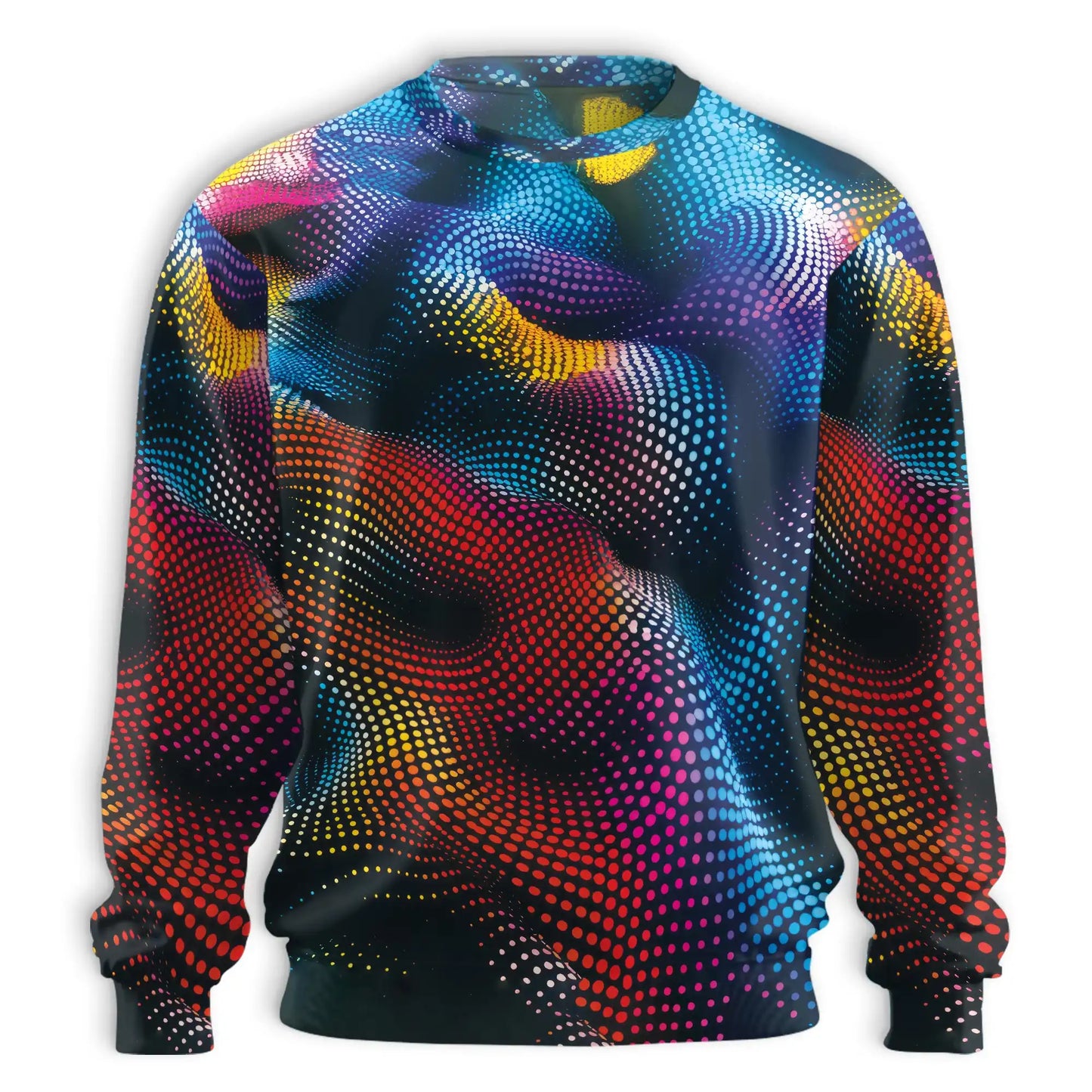 Dynamic Dots Sweatshirt, 3D All Over Print Abstract Polka Dot Crewneck Pullover for Men Women, Colorful Pattern Lover Gift - Netecom