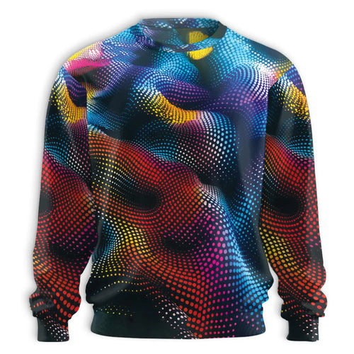Dynamic Dots Sweatshirt, 3D All Over Print Abstract Polka Dot Crewneck Pullover for Men Women, Colorful Pattern Lover Gift - Netecom