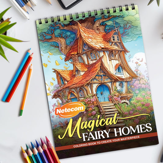 Magical Fairy Homes Spiral Bound Coloring Book, Enchanting Fairy Homes for a Mystical Coloring Journey, Perfect for Fans of Fantasy and Whimsy