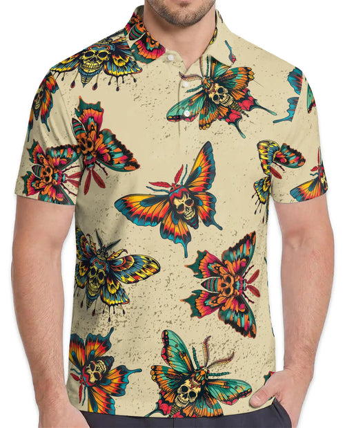 Skull Butterfly Polo Shirt – Gothic Vintage Style | Netecom