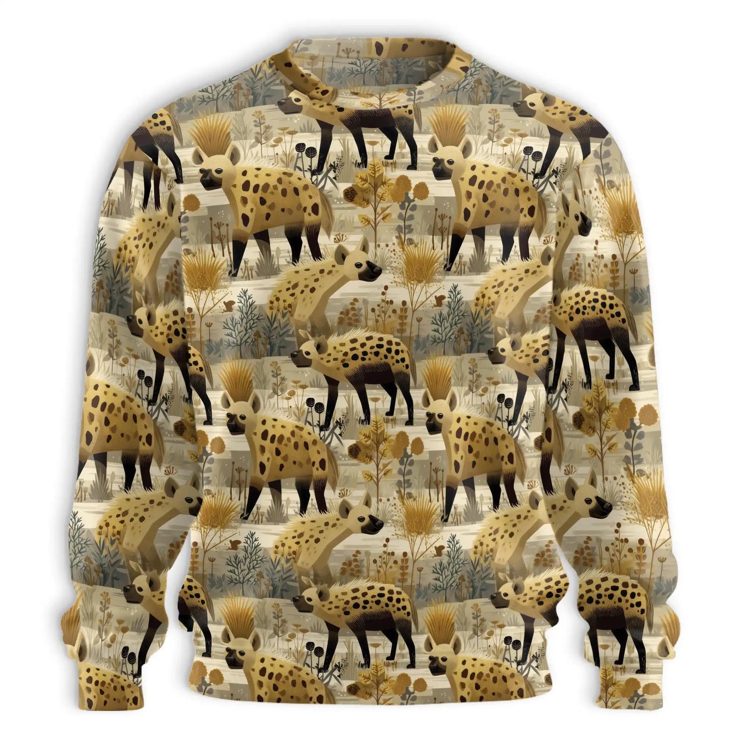 Spotted Hyenas Sweatshirt, 3D All Over Print African Wildlife Crewneck Pullover for Men Women, Hyena Lover Gift - Netecom