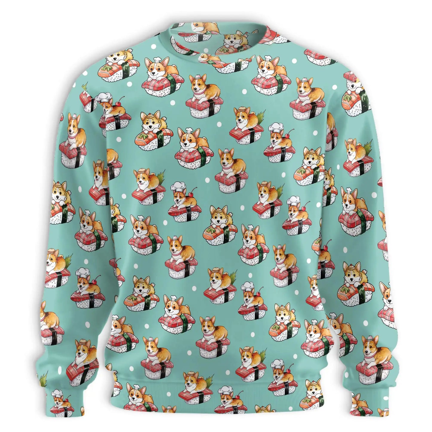Sushi Corgi Sweatshirt, 3D All Over Print Cute Japanese Food Dog Crewneck Pullover for Men Women, Corgi Lover Gift - Netecom