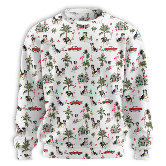 Border Collie Flamingo Palm Tree Tropical Sweatshirt, 3D All Over Print Beach Dog Crewneck Pullover for Men Women, Border Collie Lover Gift - Netecom