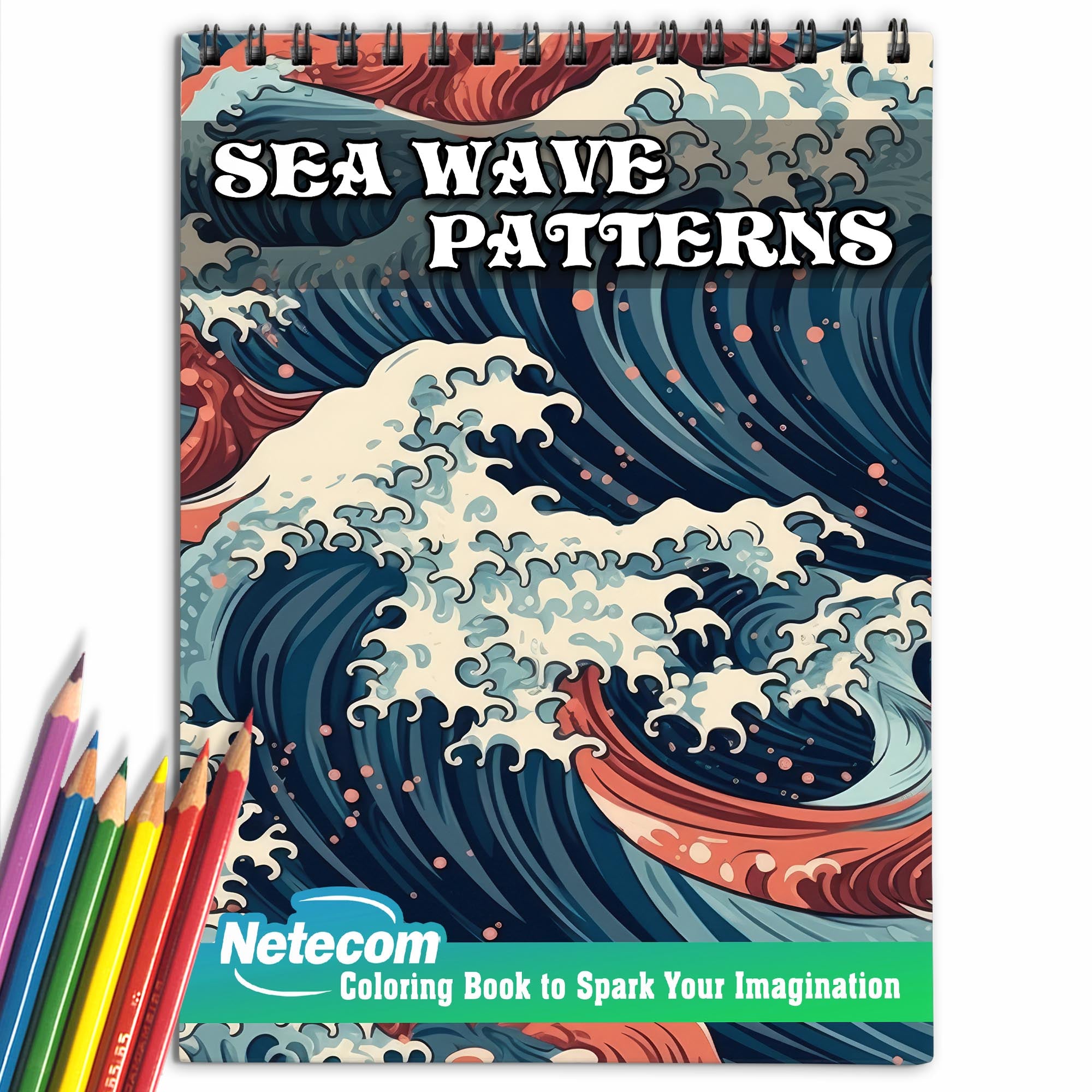 Sea Wave Patterns Spiral Bound Coloring Book, Discover the Tranquil Po ...