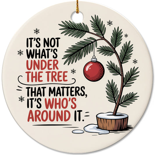 Netecom Elegant Pink Ornament, Cernamic It's Not What's Under The Tree That Matters Keepsake Ornament for Xmas Tree Decorations, Gifts for Friend or Family Member