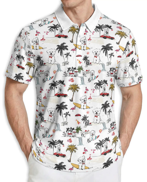 Cute Dog Hawaiian Polo Shirt – Beach Surf Style | Netecom