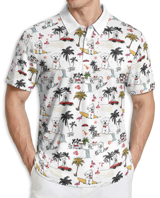 Cute Dog Hawaiian Polo Shirt – Beach Surf Style | Netecom