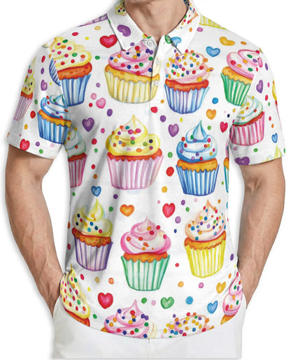 Cupcake 3D Polo Shirt for Men – Sweet Dessert Candy Style | Netecom