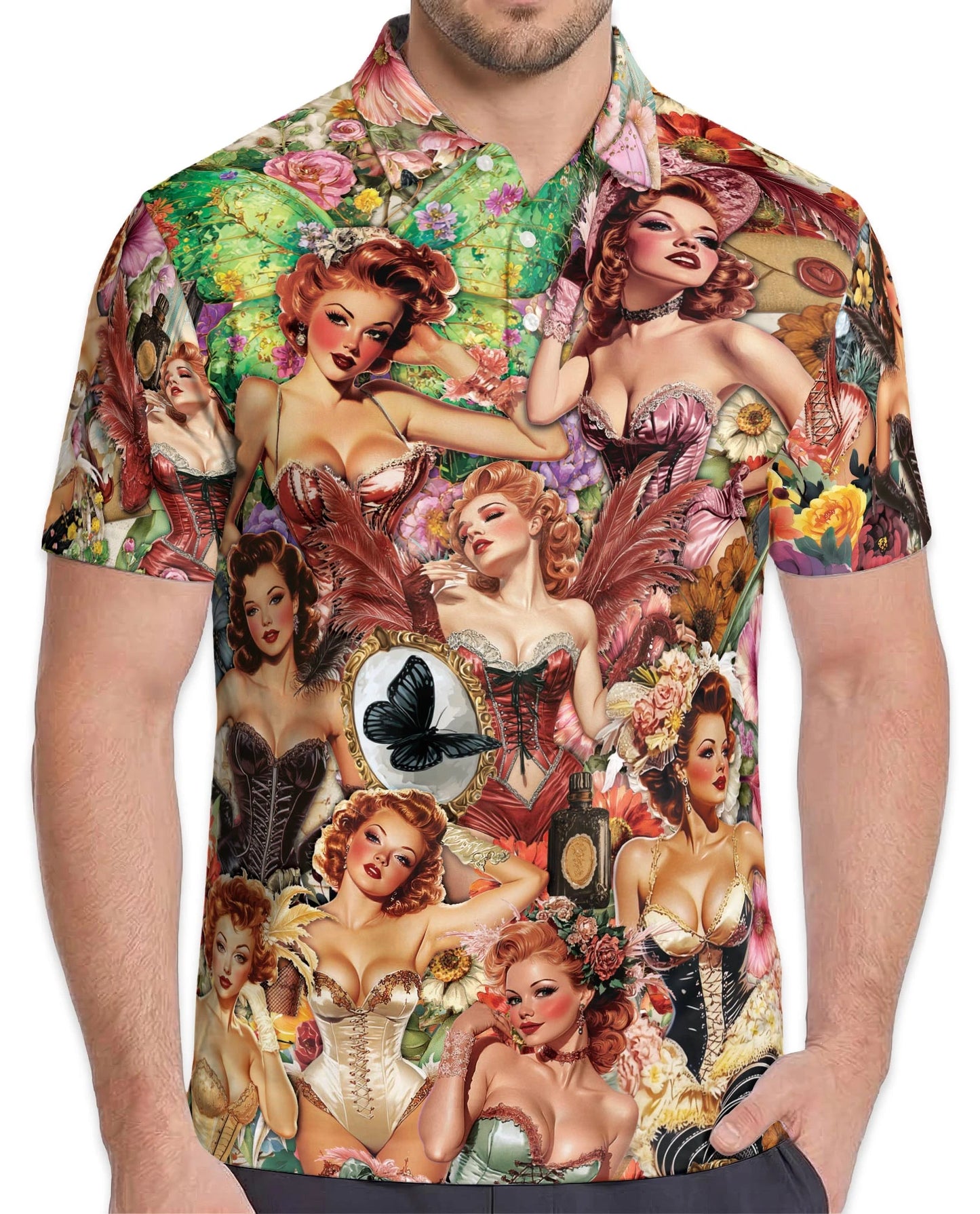Vintage Dancer Pinup Carnival Polo Shirt for Men – Retro Circus Style | Netecom