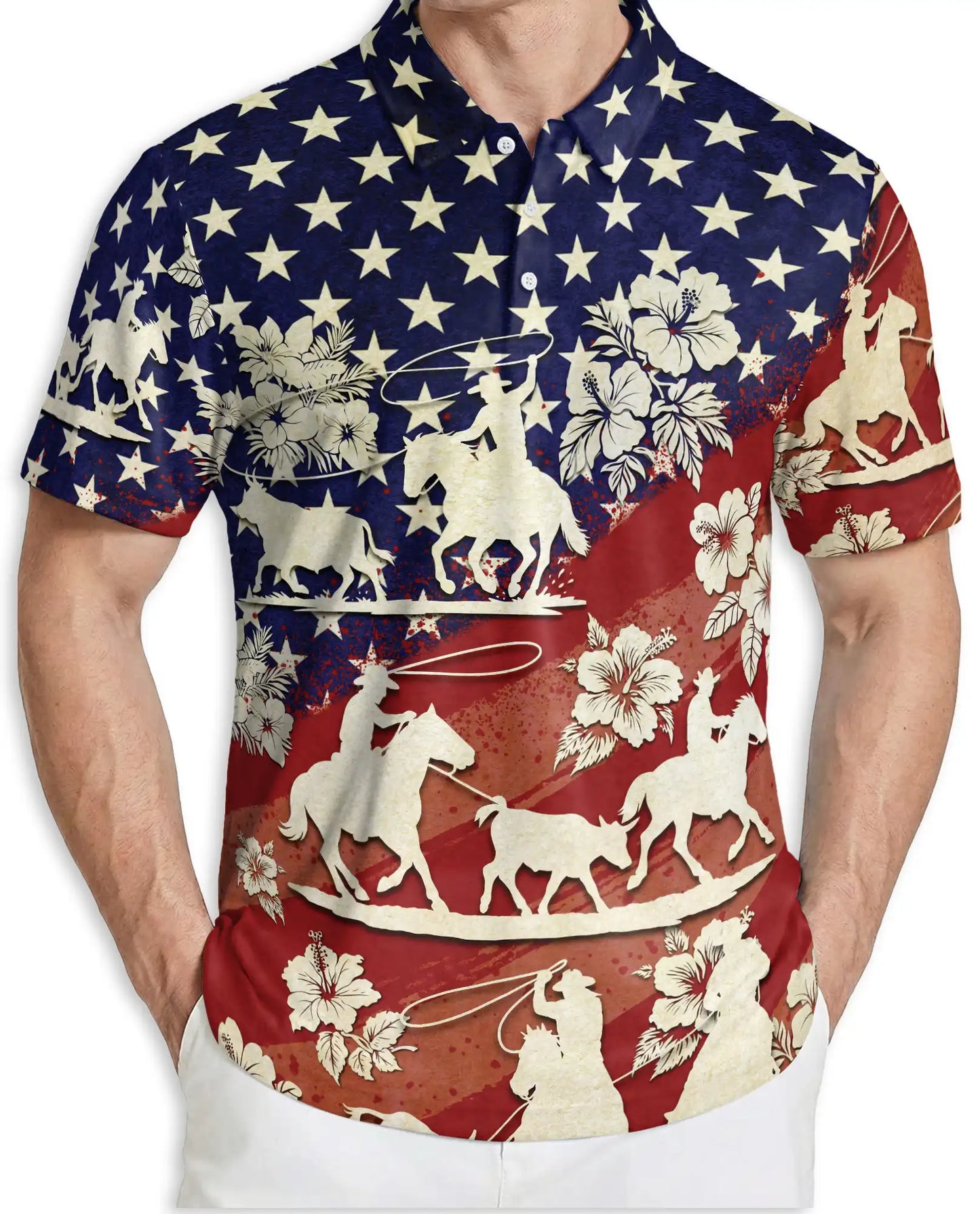 Cowboy Rodeo Polo Shirt – Patriotic Western Print | Netecom