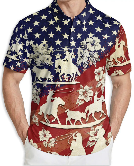 Cowboy Rodeo Polo Shirt – Patriotic Western Print | Netecom