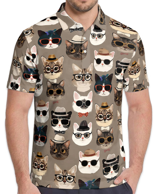 Fashion Cats Polo Shirt for Men – Stylish Feline Art Design | Netecom
