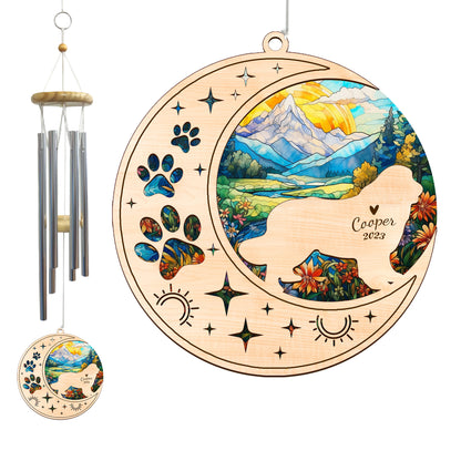 Netecom Newfoundland Dog Wind Chimes Memorial, Personalized Pet Memorial Windchime for Dog Suncatcher, Dog Loss Memorial Ornament, Loss of Pet Remembrance Gift, Sympathy Pet Wind Chimes Outdoor Garden