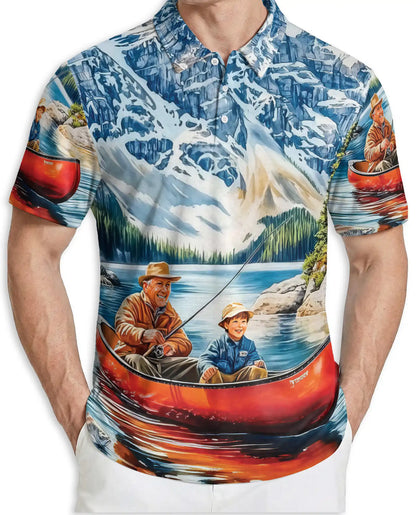 Fishing Adventure Polo Shirt – Mountain Lake Print | Netecom