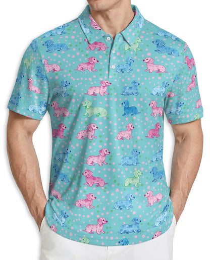 Cute Dachshund Polka Dot Polo Shirt | Netecom