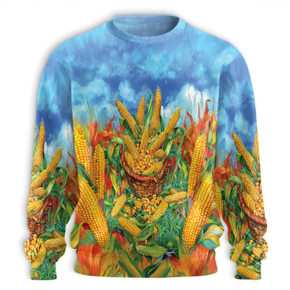 Corn Sweatshirt, 3D All Over Print Farm Crop Crewneck Pullover for Men Women, Farmer Agriculture Lover Gift - Netecom