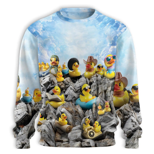 Ducks on Rocks Sweatshirt, 3D All Over Print Waterfowl Nature Crewneck Pullover for Men Women, Duck Lover Gift - Netecom