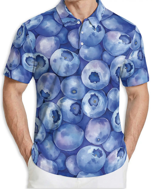 Blueberry Patten Polo Shirt For Men – Summer Fruit Print | Netecom