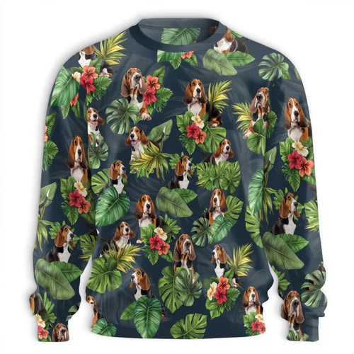 Basset Hound Sweatshirt, 3D All Over Print Cute Dog Crewneck Pullover for Men Women, Basset Hound Lover Gift - Netecom
