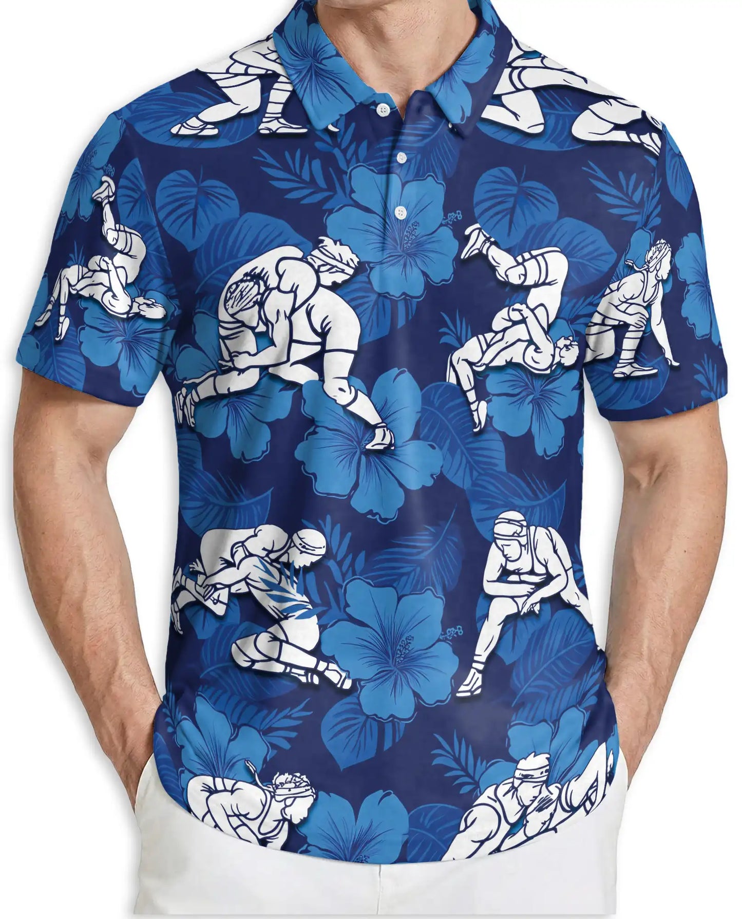 Wrestling Tropical Polo Shirt – Hibiscus Sports Print | Netecom