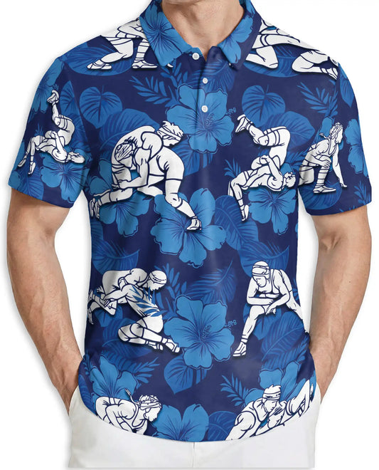 Wrestling Tropical Polo Shirt – Hibiscus Sports Print | Netecom