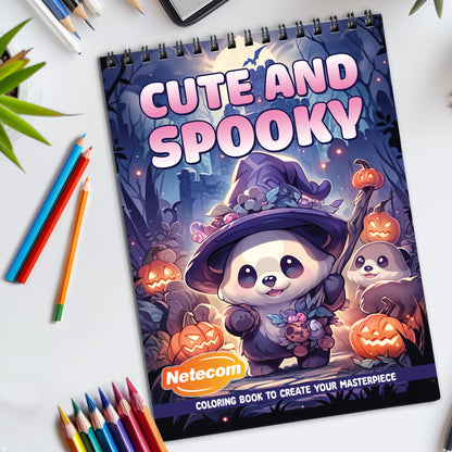 Cute and Spooky Spiral Bound Coloring Book, Adorably Spooky Scenes for Halloween Fun, Ideal for Fans of Cute and Creepy Themes