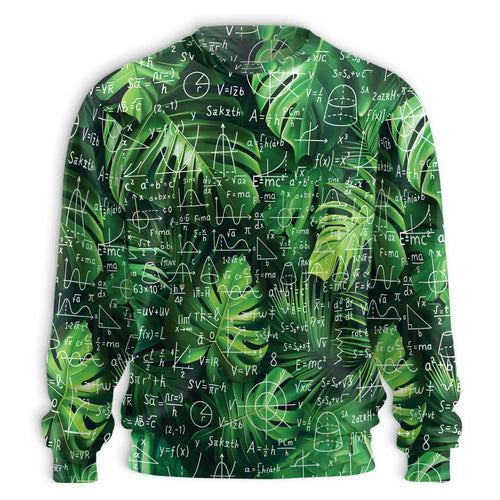 Math Formulas Tropical Leaves Sweatshirt, 3D All Over Print Mathematics Nature Crewneck Pullover for Men Women, Math Lover Gift - Netecom