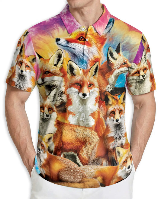 Fox Polo Shirt – Colorful Wildlife Animal Print | Netecom