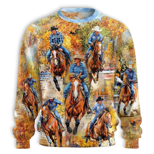 Rodeo Cowboy Sweatshirt, 3D All Over Print Western Cowboy Crewneck Pullover for Men Women, Rodeo Lover Gift - Netecom
