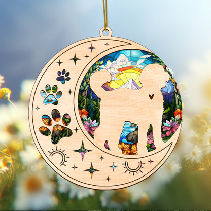 Netecom Labradoodle Dog Memorial Suncatcher, Personalized Labradoodle Christmas Ornament with Name Date Bereavement Gifts for Loss of Pet, Dog Death Sympathy Gift for Pet Loss Sun Catchers