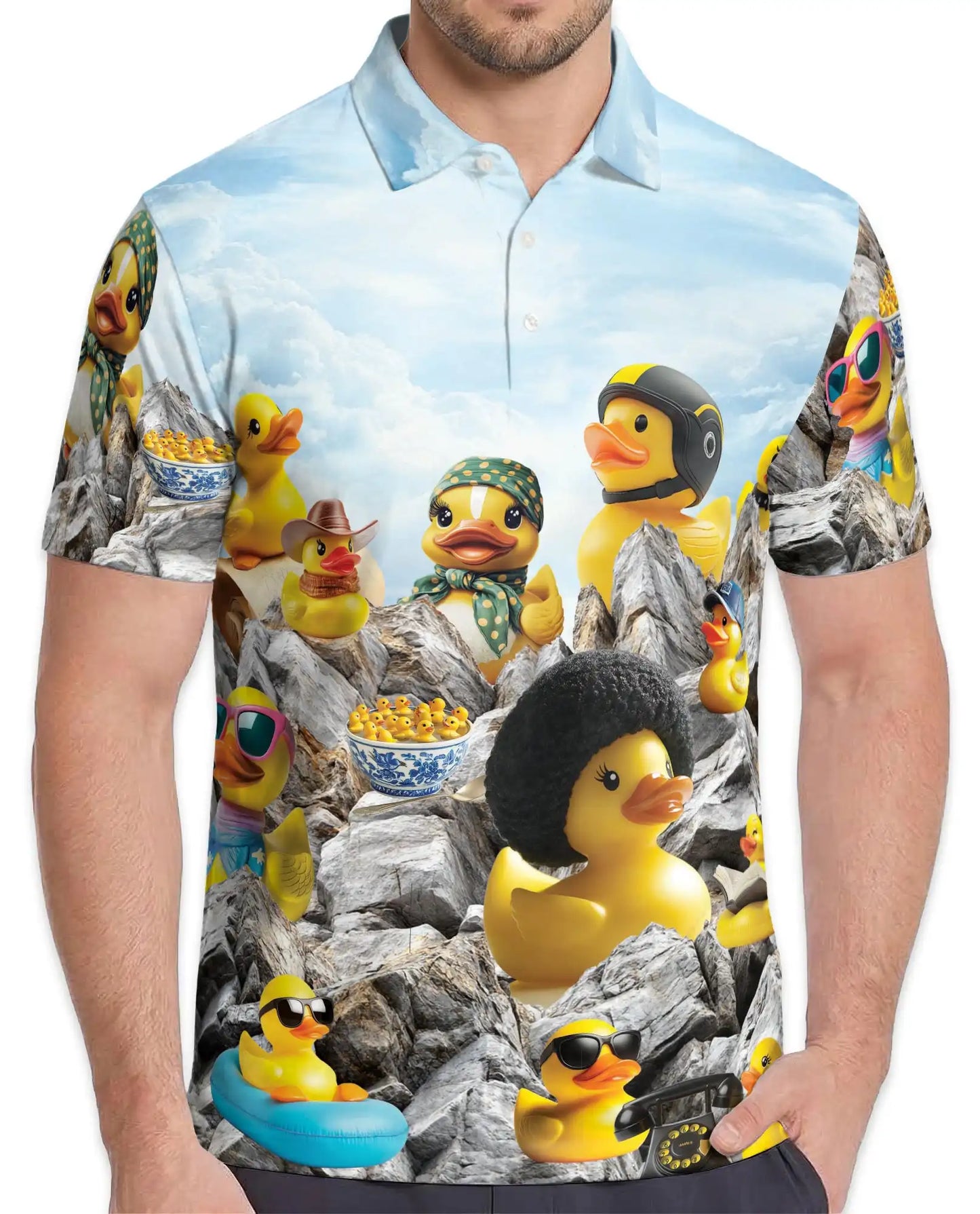 Funny Rubber Duck Polo Shirt - Quirky Duck Adventure Novelty Design | Netecom