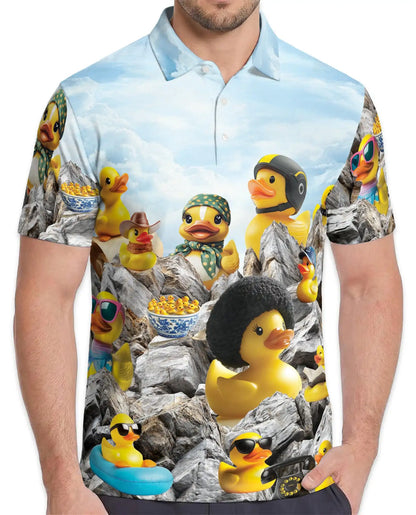 Funny Rubber Duck Polo Shirt - Quirky Duck Adventure Novelty Design | Netecom