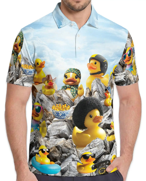 Funny Rubber Duck Polo Shirt - Quirky Duck Adventure Novelty Design | Netecom