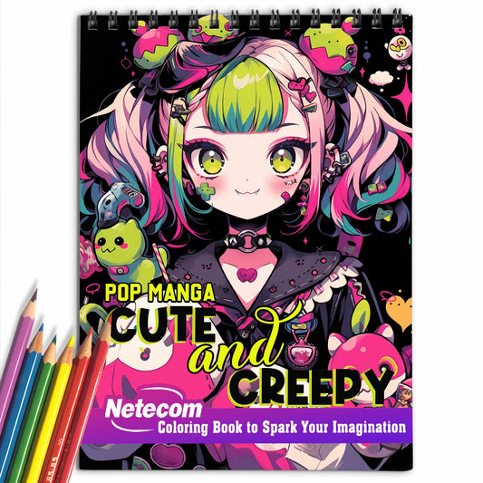 Pop Manga Cute And Creepy Spiral Bound Coloring Book, Embrace the Artistic Journey with 30 Stunning Pop Manga Cute and Creepy Coloring Pages for Artistic Explorers to Dive into the World of Imaginative Characters and Unleash Their Creativity