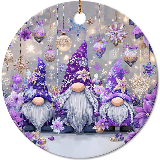 Netecom Elegant Purple Gnome Bubbles Ornament, Cute Scandinavian Tomte Ceramic Ornament for Christmas Tree Hanging Decorations Gift, Gnome Lover Gifts, Home Decor, Holiday Party Present