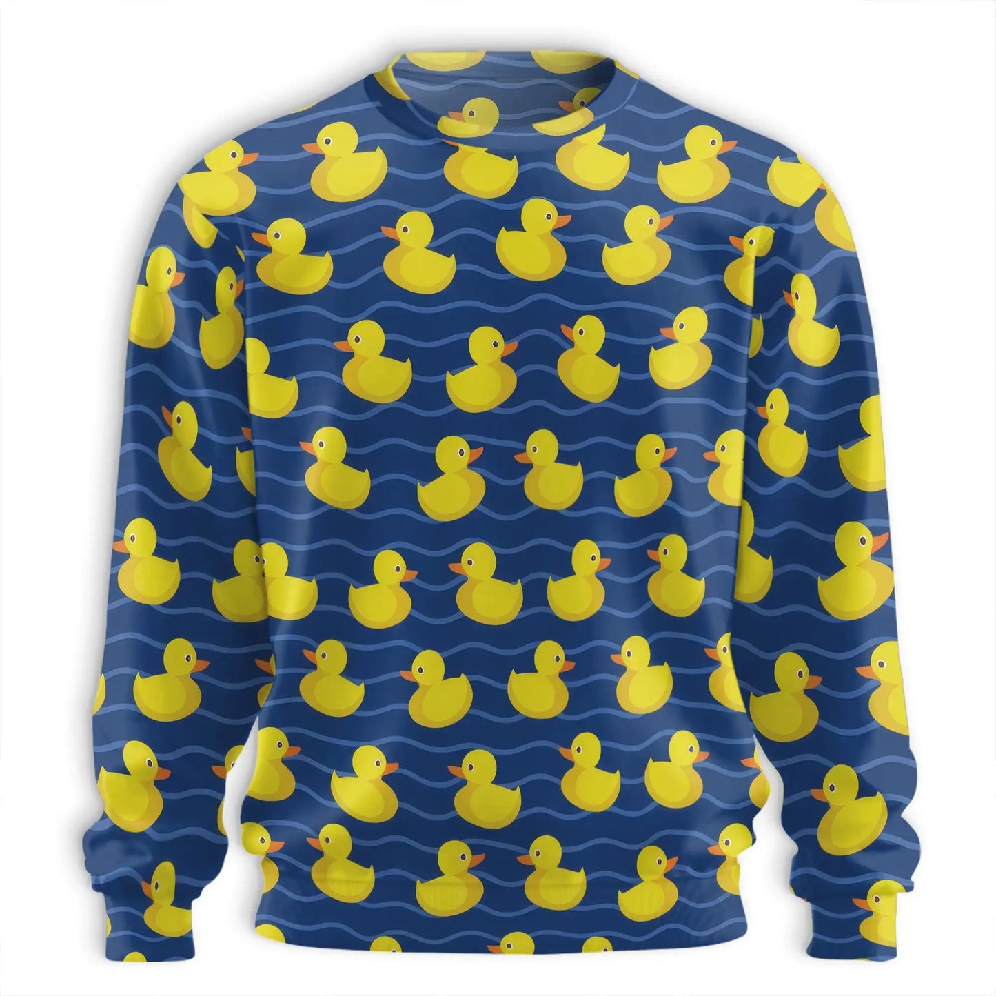 Duck Water Waves Sweatshirt, 3D All Over Print Lake Bird Crewneck Pullover for Men Women, Duck Lover Gift - Netecom