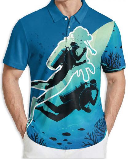 Scuba Diving Polo Shirt for Men-Underwater Ocean Diver Shirt | Netecom