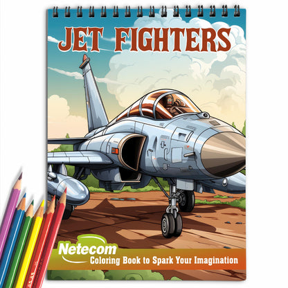 Jet Fighters Spiral Bound Coloring Book, Immerse Yourself in the Jet Fighters Coloring Book with 30 Captivating Illustrations of Fighter Jets