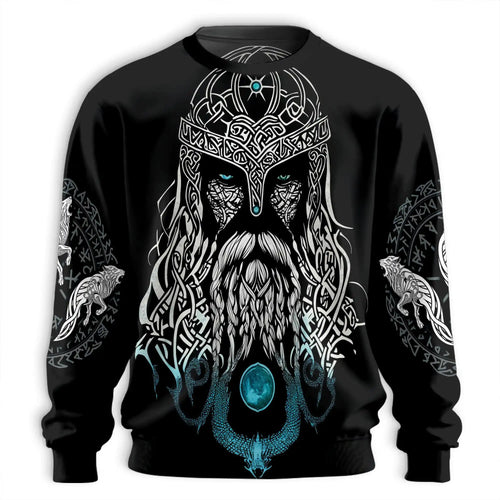 Viking Odin Medieval Sweatshirt, 3D All Over Print Norse Warrior Crewneck Pullover for Men Women, Viking Lover Gift - Netecom