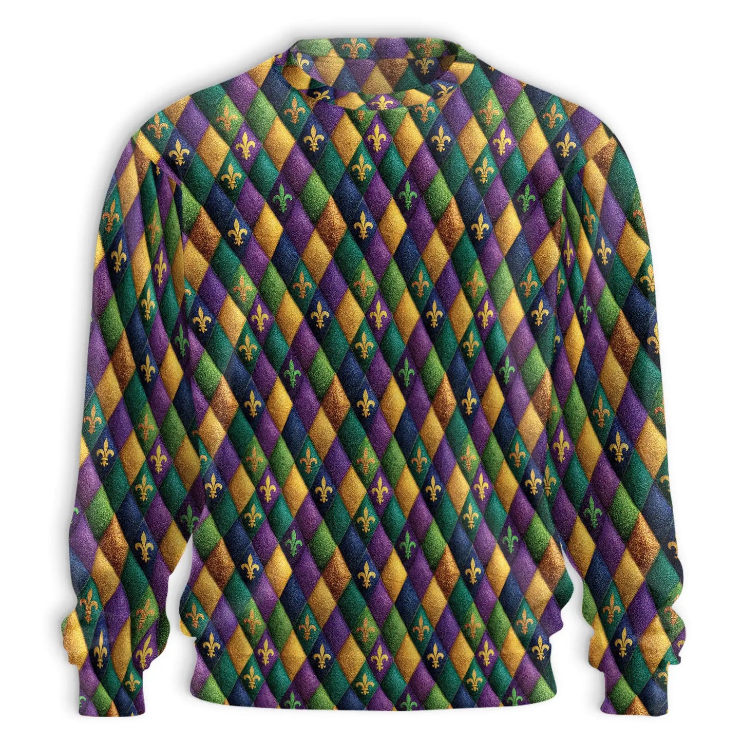 Mardi Gras Harlequin Pattern Sweatshirt, 3D All Over Print Carnival Diamond Crewneck Pullover for Men Women, Mardi Gras Gift - Netecom