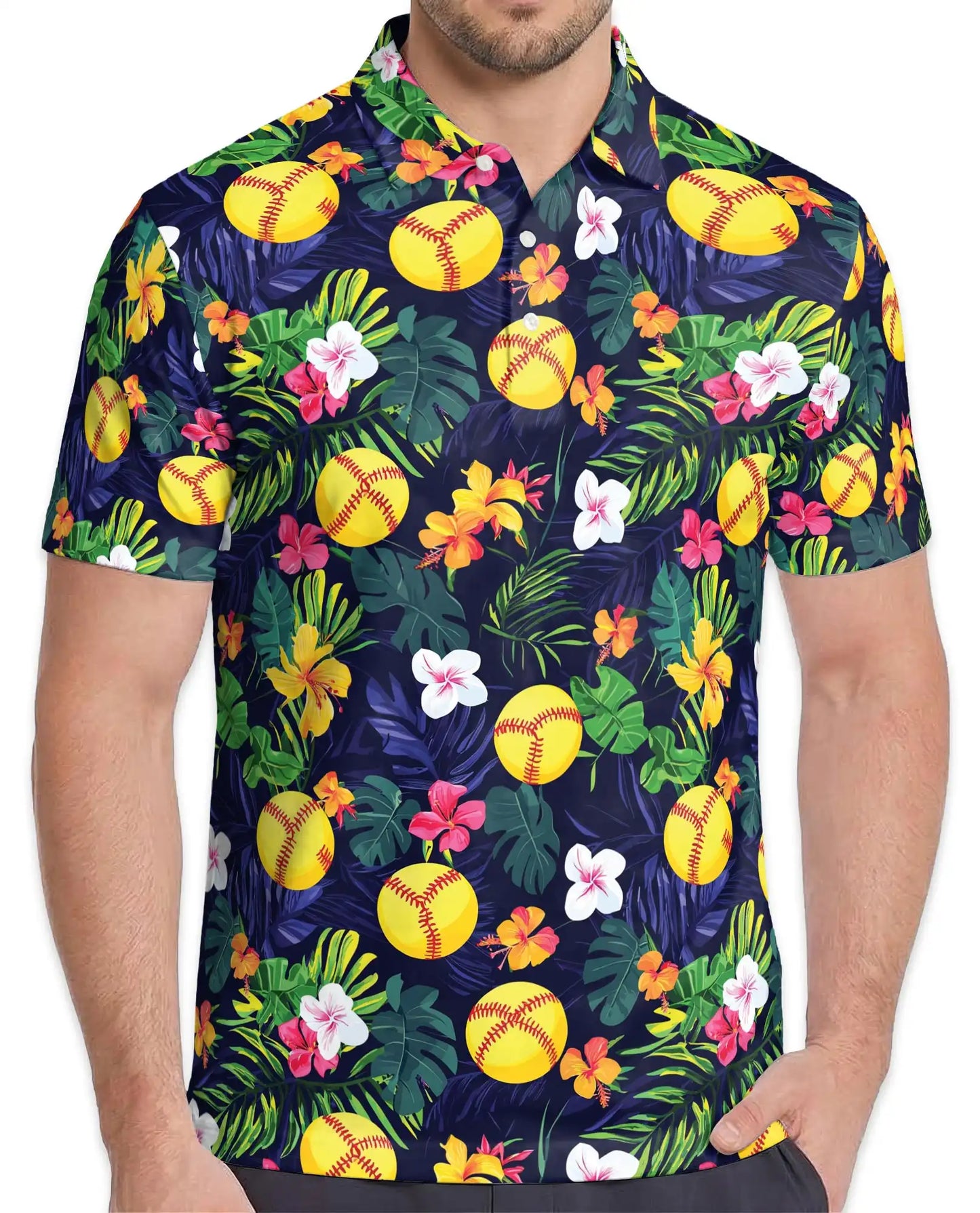 Tropical Softball Polo Shirt - Hawaiian Sports Summer Style | Netecom