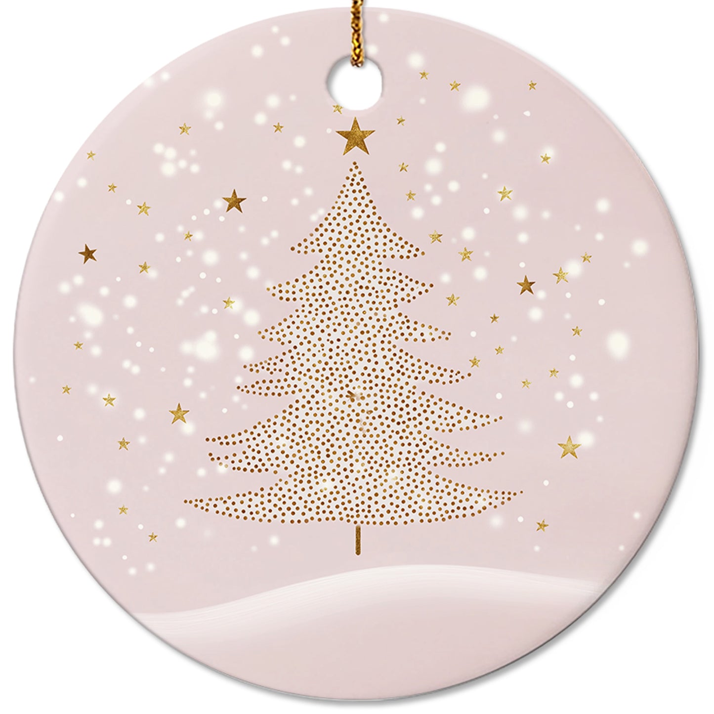 Netecom Elegant Pink Ornaments, Ceramic Gold Glitter Christmas Tree Ornament, Gifts for Holiday, Party, Home Decor